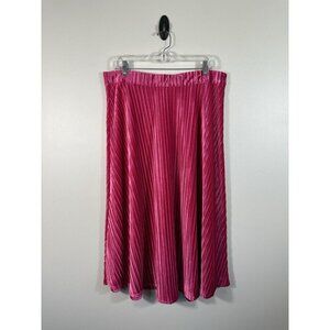 NWOT Alexia Admor Skirt Womens Large Pink Alaina Velvet Velour Midi‎ Ribbed Read